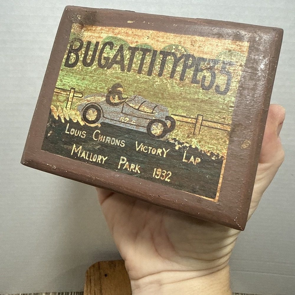 Bugatti Type 35 Victory Lap 1932 Wooden Trinket Box Vintage‎